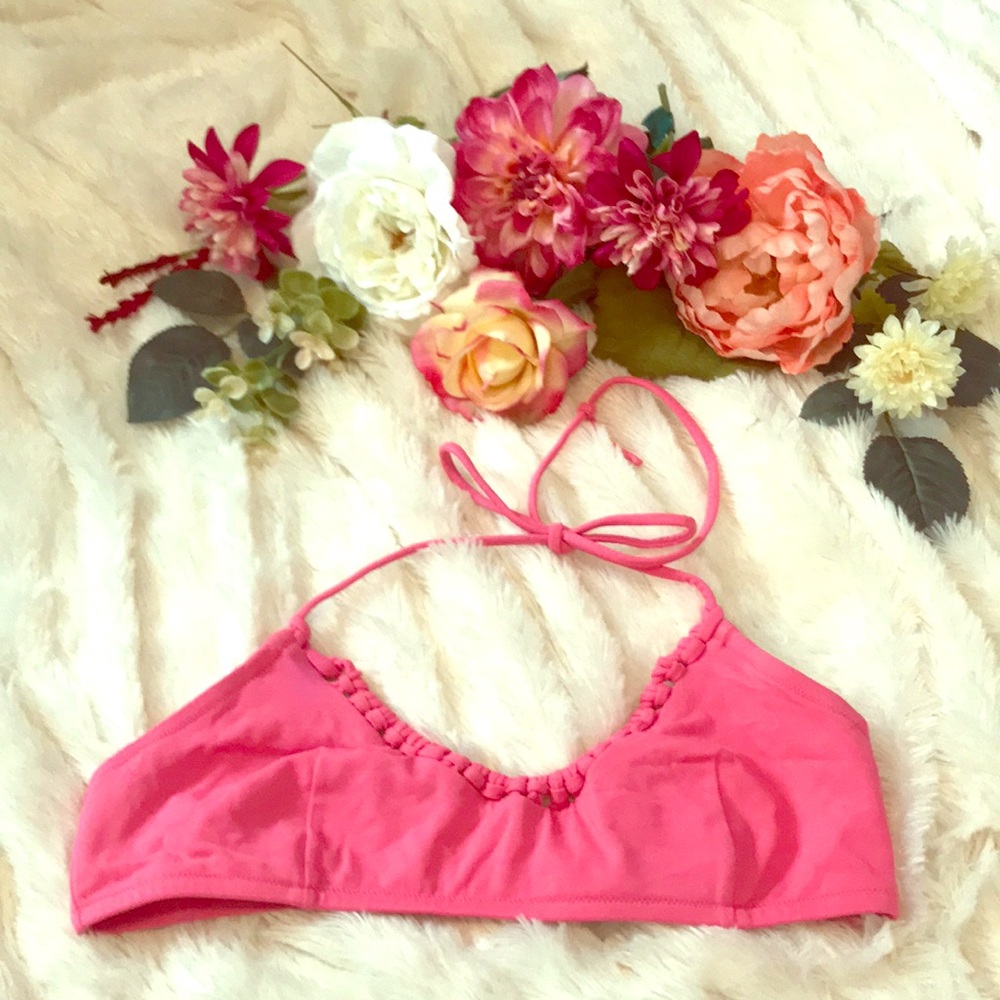 Cute pink swimsuit top.